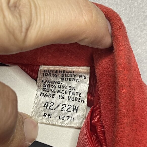 Evan Davies II Red Silky Pig Suede Blazer Jacket For Women 42/22W - Picture 12 of 15